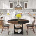 Table à manger ronde pour 4 personnes, Table de cuisine de 119 cm petite table à dîner avec étagère de rangement