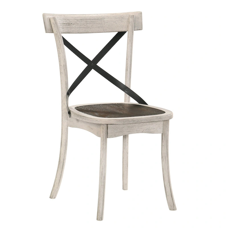 Chaises de ferme antiques blanches en bois à dossier en X par (Lot de 2)