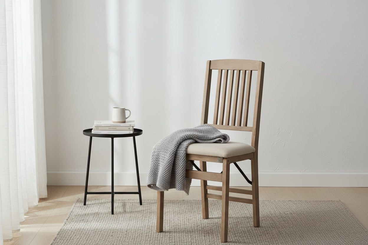Chaise de salle à manger pliante en bois lavé gris Lesvos Mission (Lot de 2)