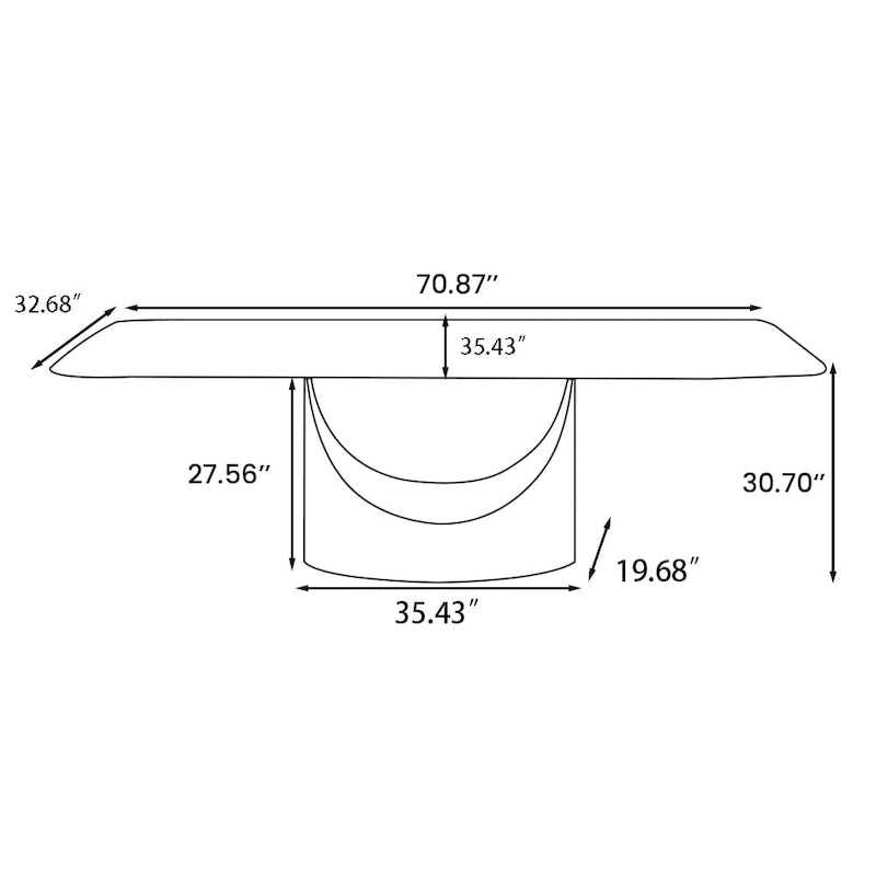 63-94 Table à manger moderne avec plateau rectangulaire en pierre frittée et pieds en acier au carbone pour 4 à 10 personnes