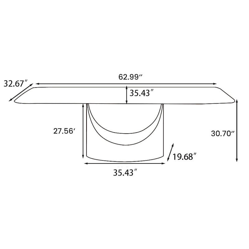 63-94 Table à manger moderne avec plateau rectangulaire en pierre frittée et pieds en acier au carbone pour 4 à 10 personnes