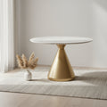 Table à manger ronde de 46 po de large en faux marbre