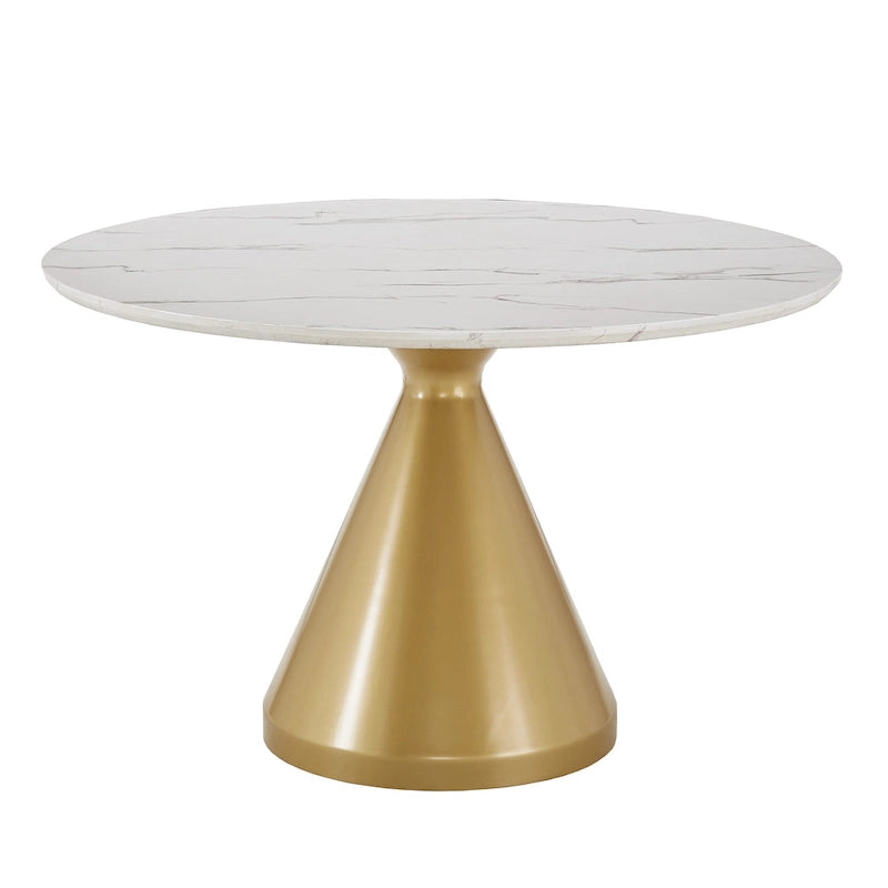 Table à manger ronde de 46 po de large en faux marbre