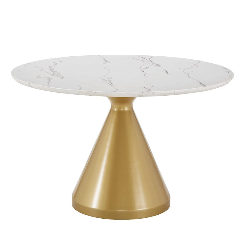 Table à manger ronde de 46 po de large en faux marbre