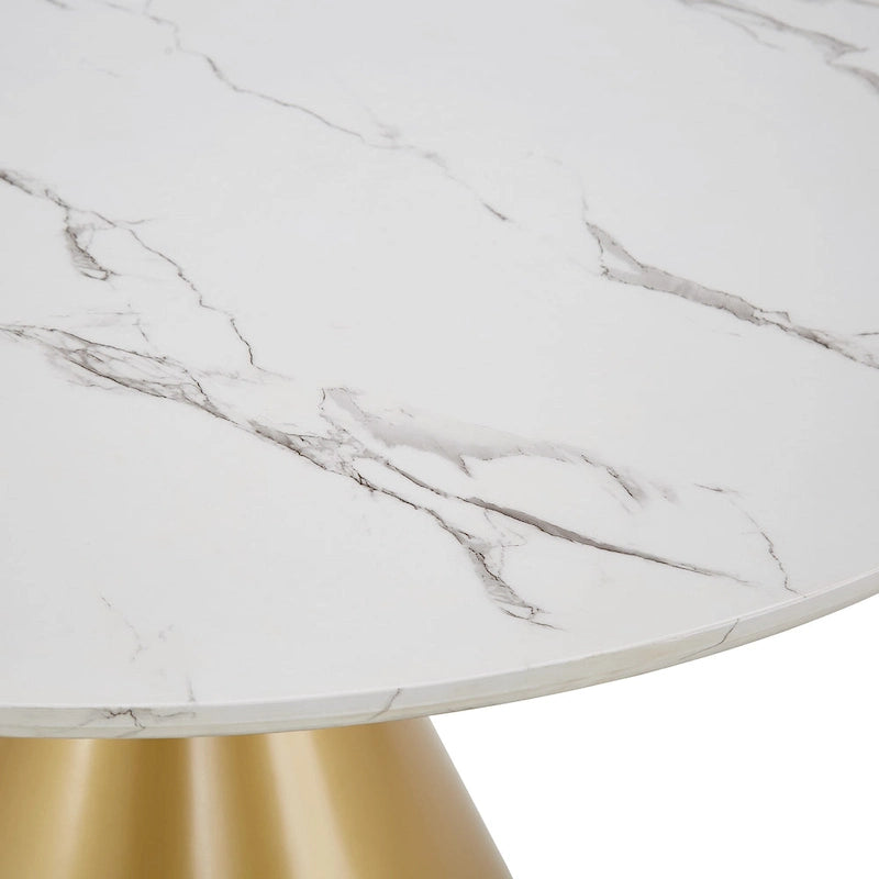 Table à manger ronde de 46 po de large en faux marbre