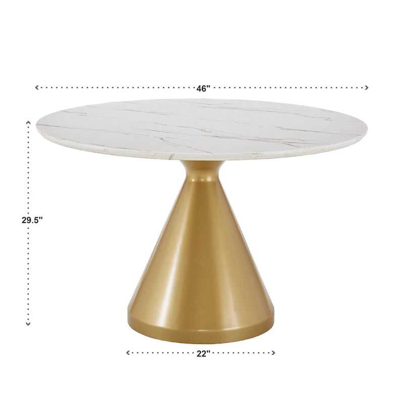 Table à manger ronde de 46 po de large en faux marbre