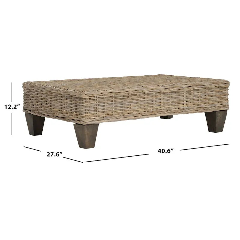 Banc en osier naturel délavé - 40,6 x 27,6 x 12,2