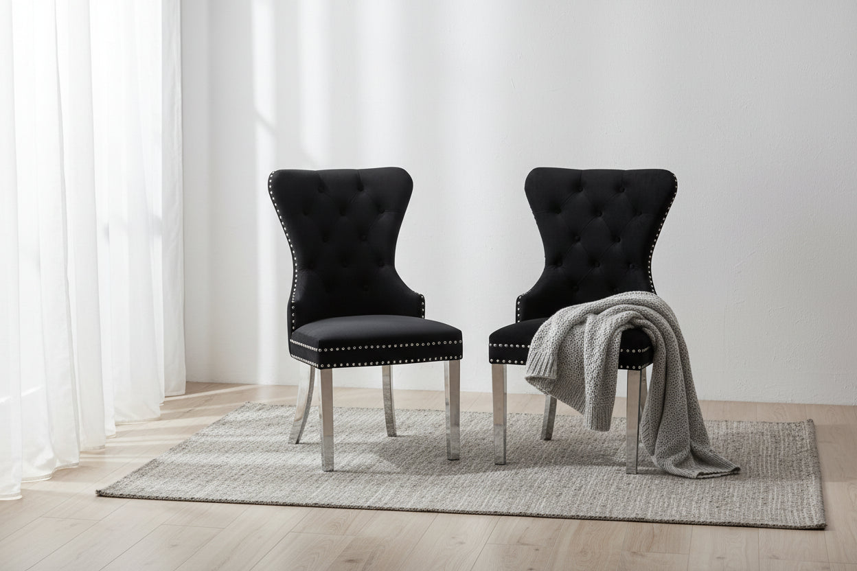 Roundhill Furniture Montura Tufted Velvet Chair (Set of 2)