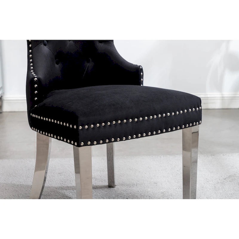 Chaise en velours capitonné (Lot de 2)