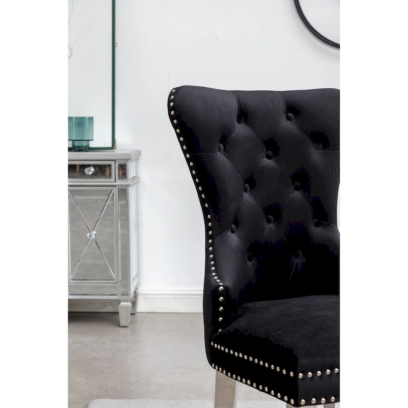 Chaise en velours capitonné (Lot de 2)