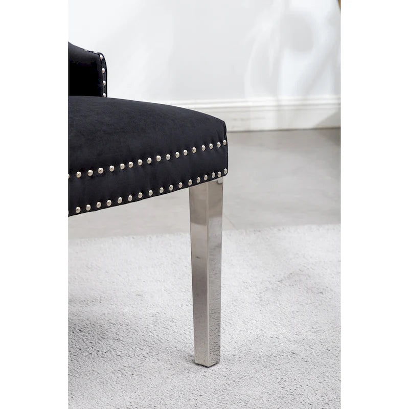 Chaise en velours capitonné (Lot de 2)