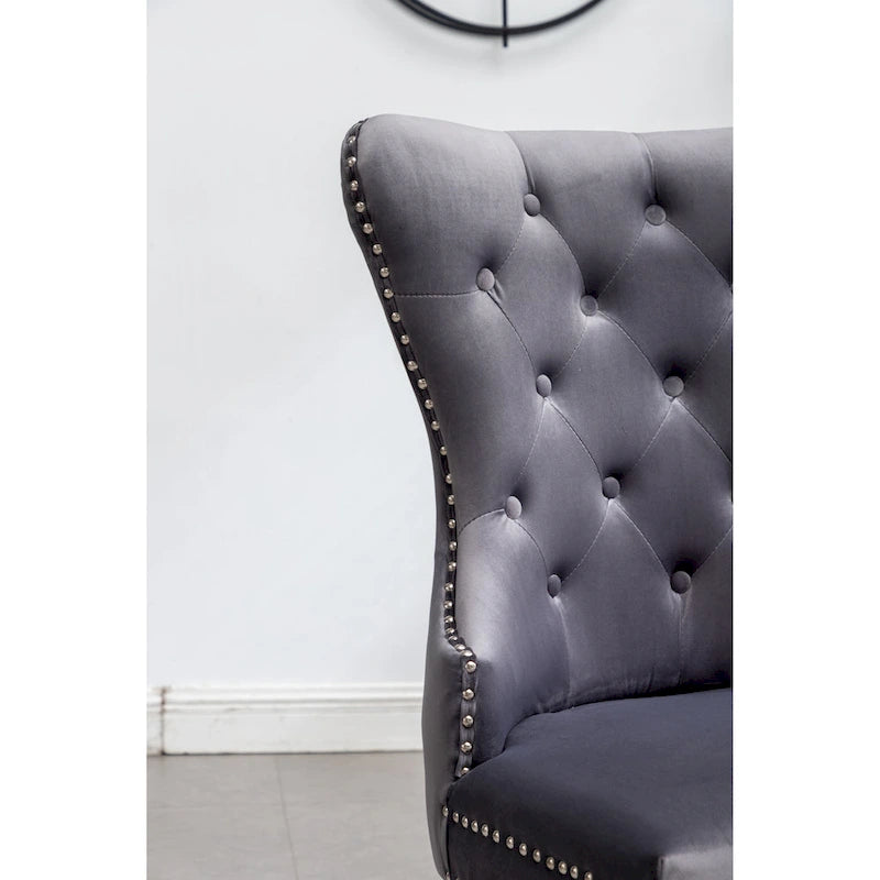 Chaise en velours capitonné (Lot de 2)