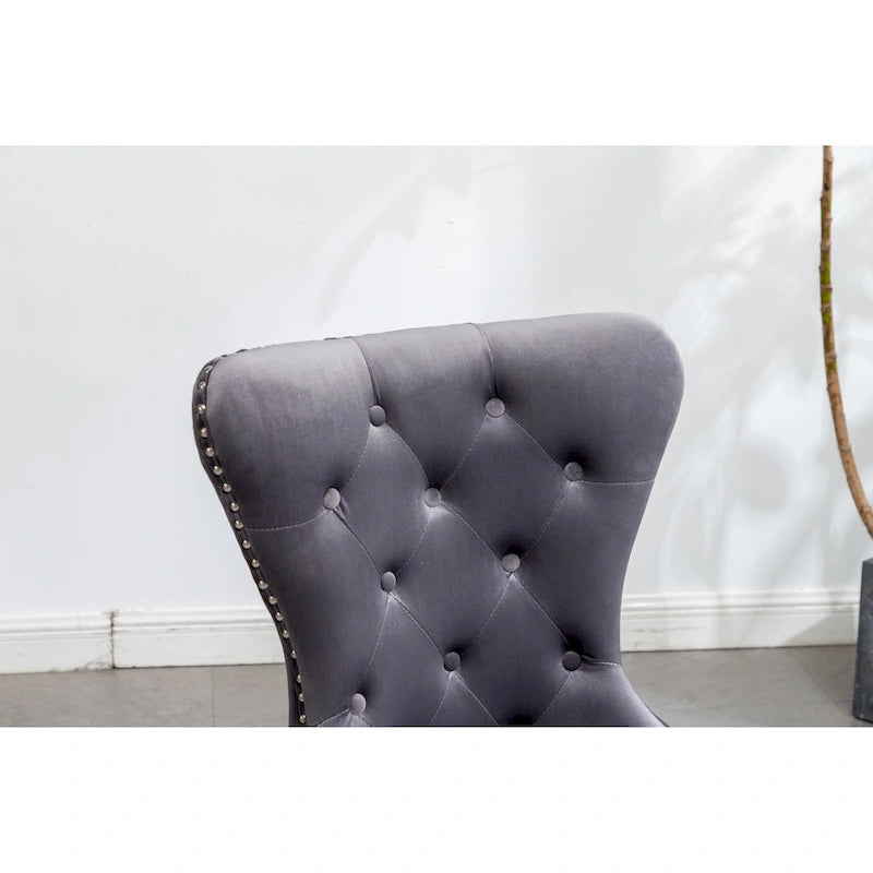 Chaise en velours capitonné (Lot de 2)
