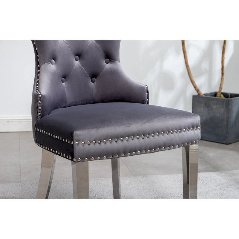 Chaise en velours capitonné (Lot de 2)