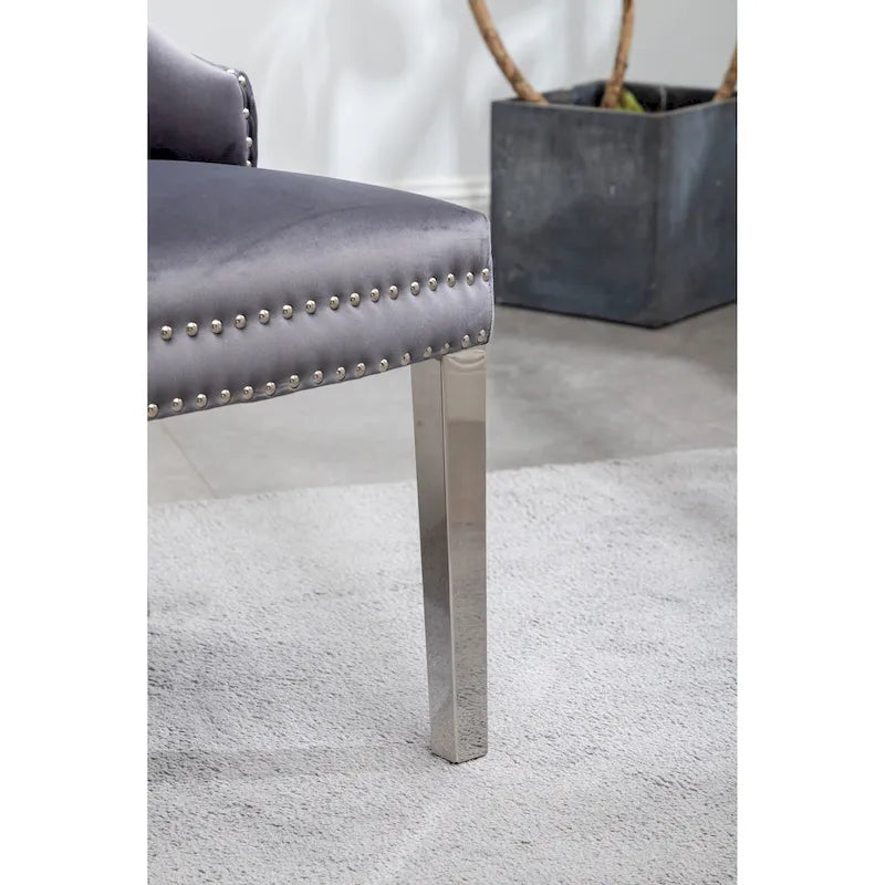 Chaise en velours capitonné (Lot de 2)