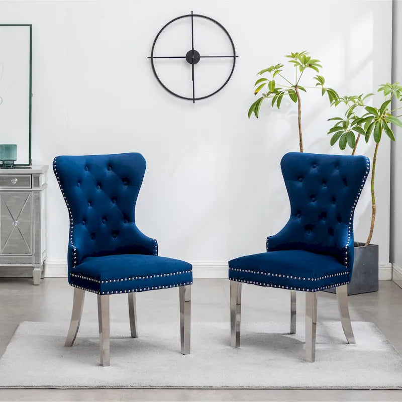 Chaise en velours capitonné (Lot de 2)