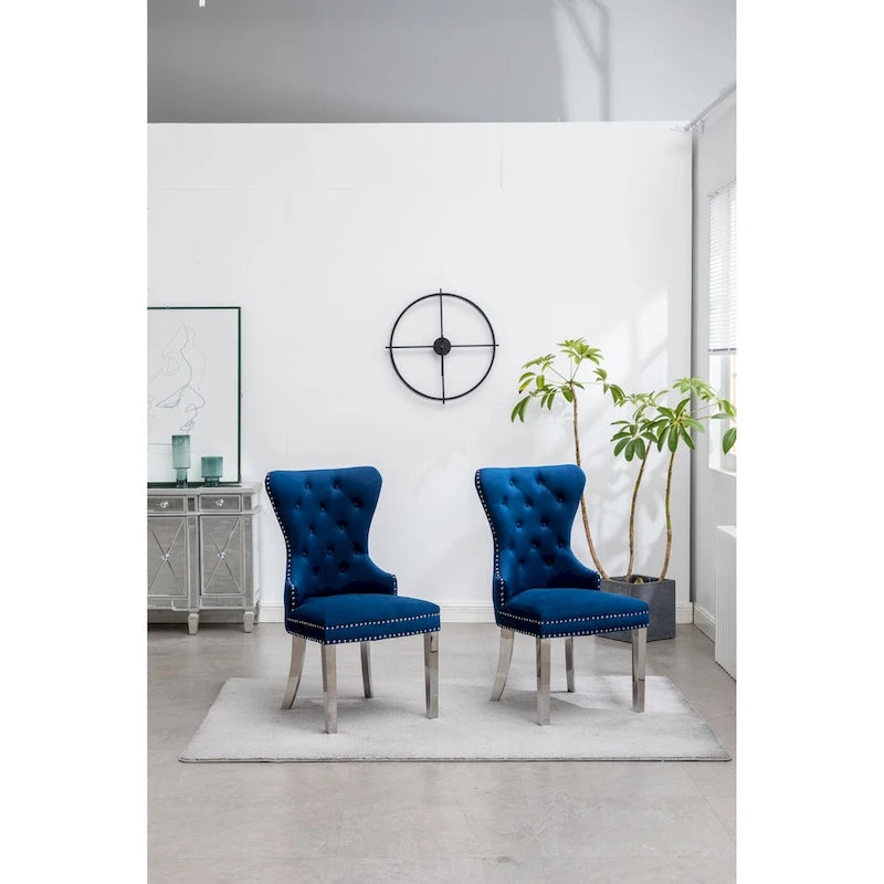Chaise en velours capitonné (Lot de 2)