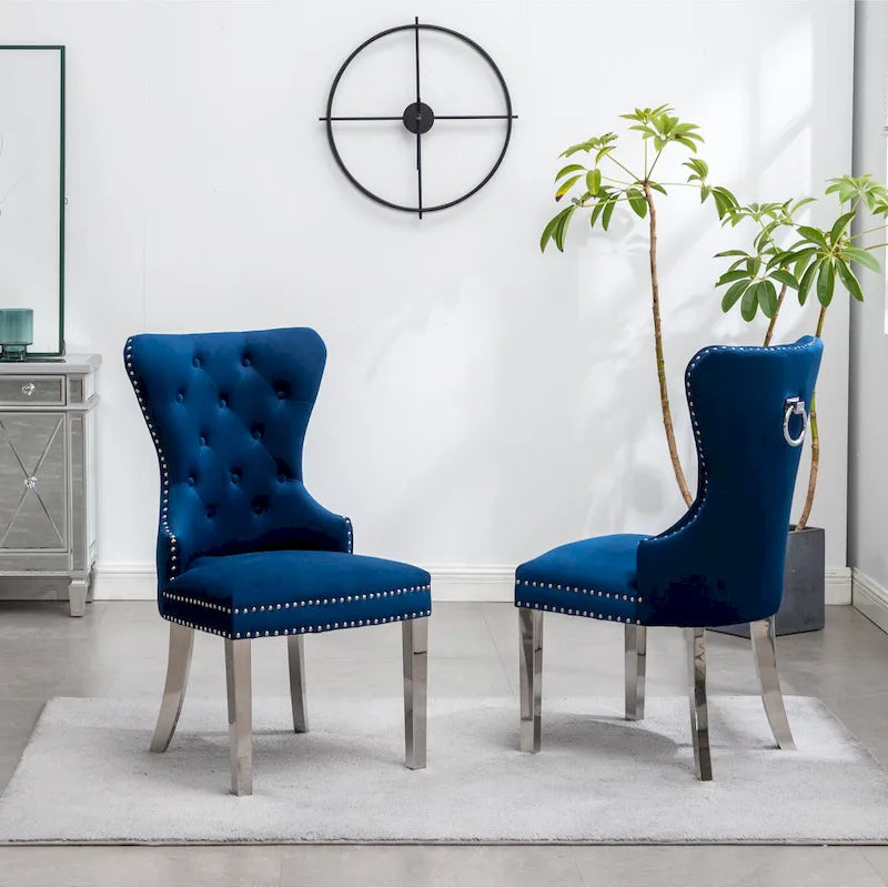 Chaise en velours capitonné (Lot de 2)