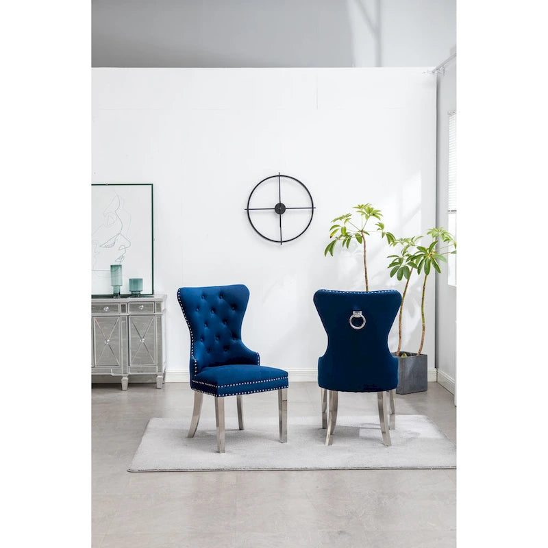 Chaise en velours capitonné (Lot de 2)