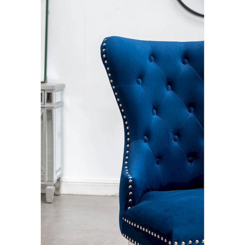 Chaise en velours capitonné (Lot de 2)