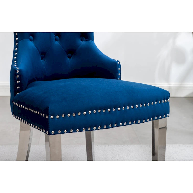 Chaise en velours capitonné (Lot de 2)