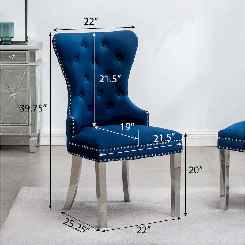 Chaise en velours capitonné (Lot de 2)