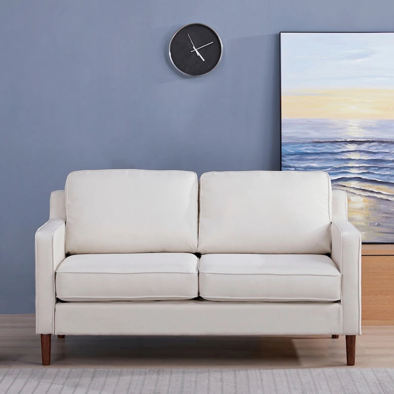 Canapé Loveseat Moderne, Tissu Effet Lin / Canapé en Cuir Végétalien - N/A