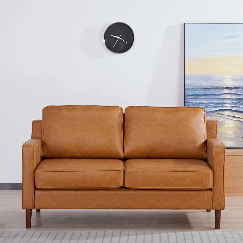 Canapé Loveseat Moderne, Tissu Effet Lin / Canapé en Cuir Végétalien - N/A