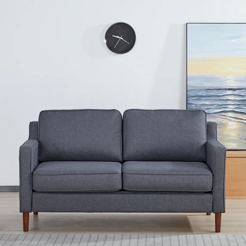 Canapé Loveseat Moderne, Tissu Effet Lin / Canapé en Cuir Végétalien - N/A