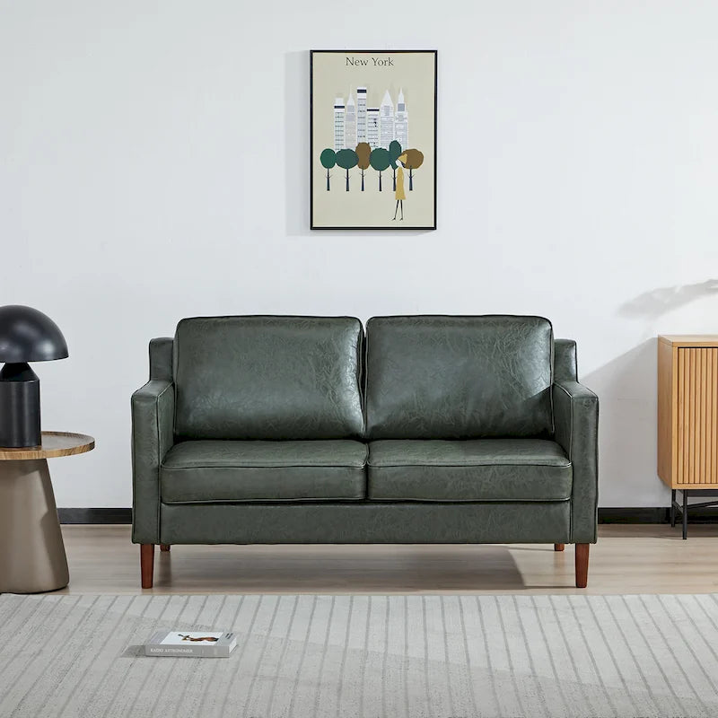 Canapé Loveseat Moderne, Tissu Effet Lin / Canapé en Cuir Végétalien - N/A