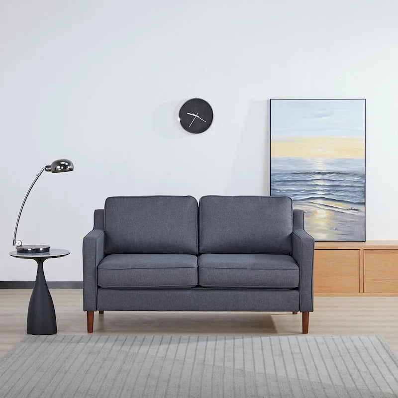 Canapé Loveseat Moderne, Tissu Effet Lin / Canapé en Cuir Végétalien - N/A