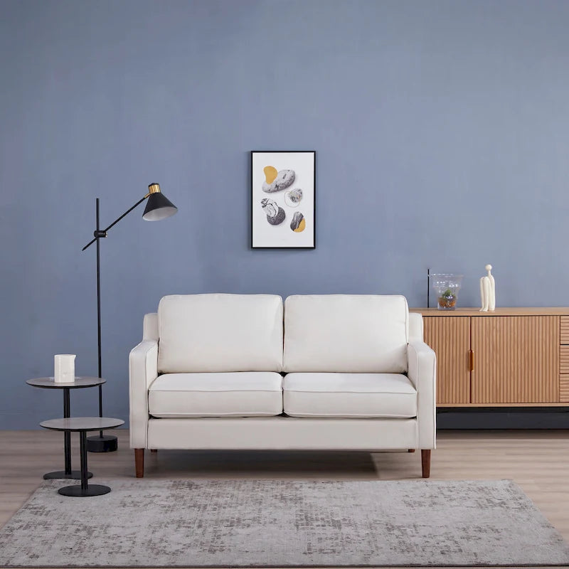 Canapé Loveseat Moderne, Tissu Effet Lin / Canapé en Cuir Végétalien - N/A