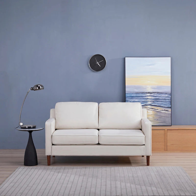 Canapé Loveseat Moderne, Tissu Effet Lin / Canapé en Cuir Végétalien - N/A