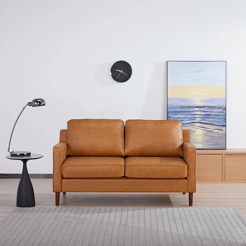 Canapé Loveseat Moderne, Tissu Effet Lin / Canapé en Cuir Végétalien - N/A