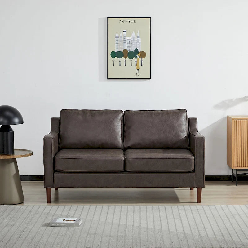 Canapé Loveseat Moderne, Tissu Effet Lin / Canapé en Cuir Végétalien - N/A