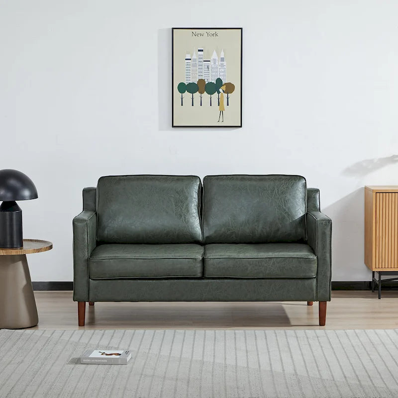 Canapé Loveseat Moderne, Tissu Effet Lin / Canapé en Cuir Végétalien - N/A