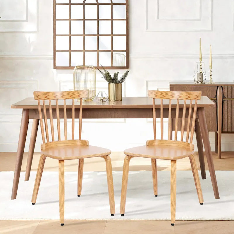 Chaises de salle à manger Windsor à dossier broché en bois massif, lot de 2 - 17,44 (l) x 19,7 (P) x 33,1 (H)