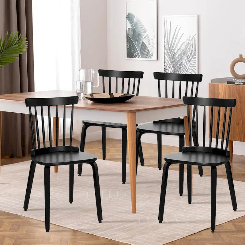 Chaises de salle à manger Windsor à dossier broché en bois massif, lot de 2 - 17,44 (l) x 19,7 (P) x 33,1 (H)