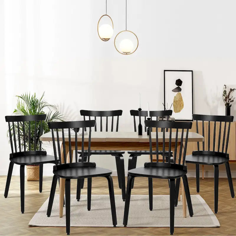 Chaises de salle à manger Windsor à dossier broché en bois massif, lot de 2 - 17,44 (l) x 19,7 (P) x 33,1 (H)