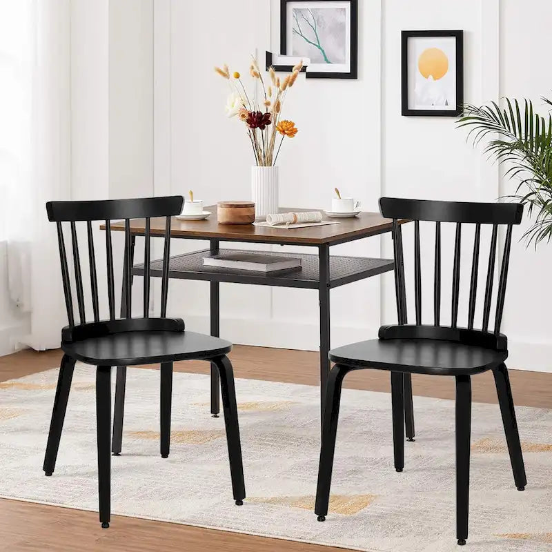 Chaises de salle à manger Windsor à dossier broché en bois massif, lot de 2 - 17,44 (l) x 19,7 (P) x 33,1 (H)