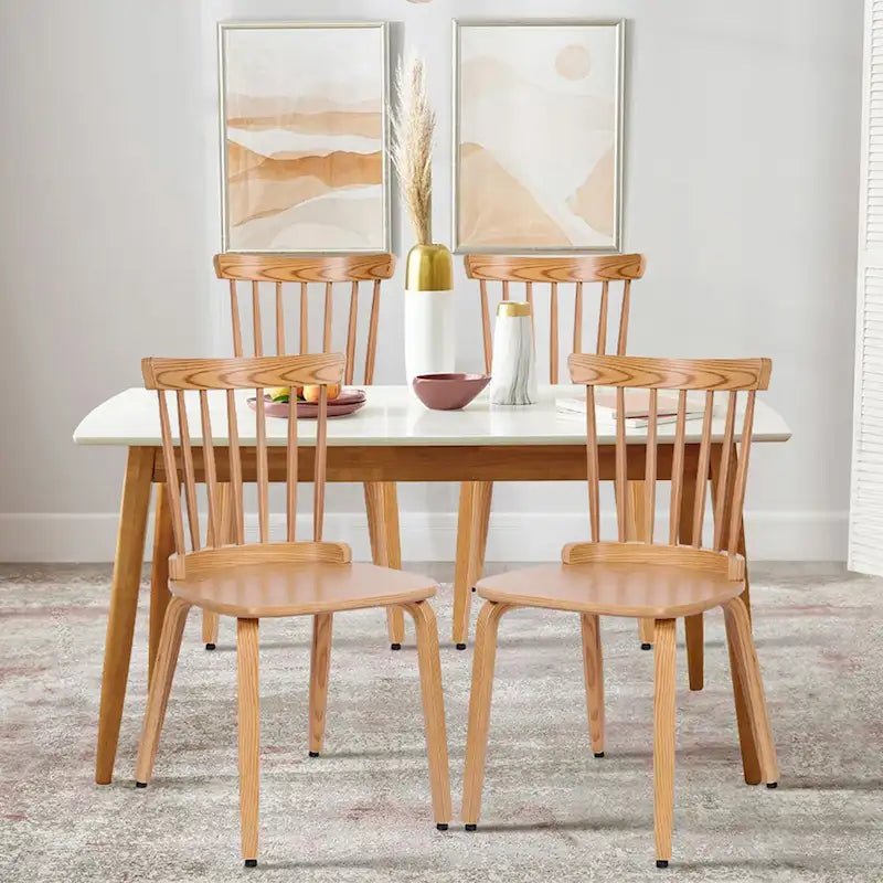 Chaises de salle à manger Windsor à dossier broché en bois massif, lot de 2 - 17,44 (l) x 19,7 (P) x 33,1 (H)