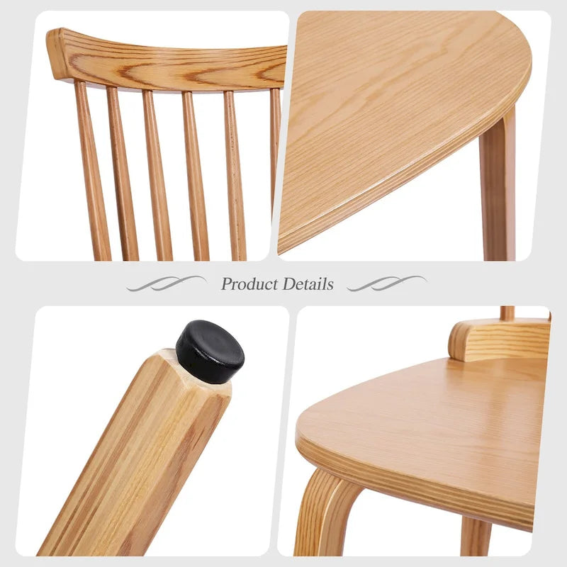 Chaises de salle à manger Windsor à dossier broché en bois massif, lot de 2 - 17,44 (l) x 19,7 (P) x 33,1 (H)