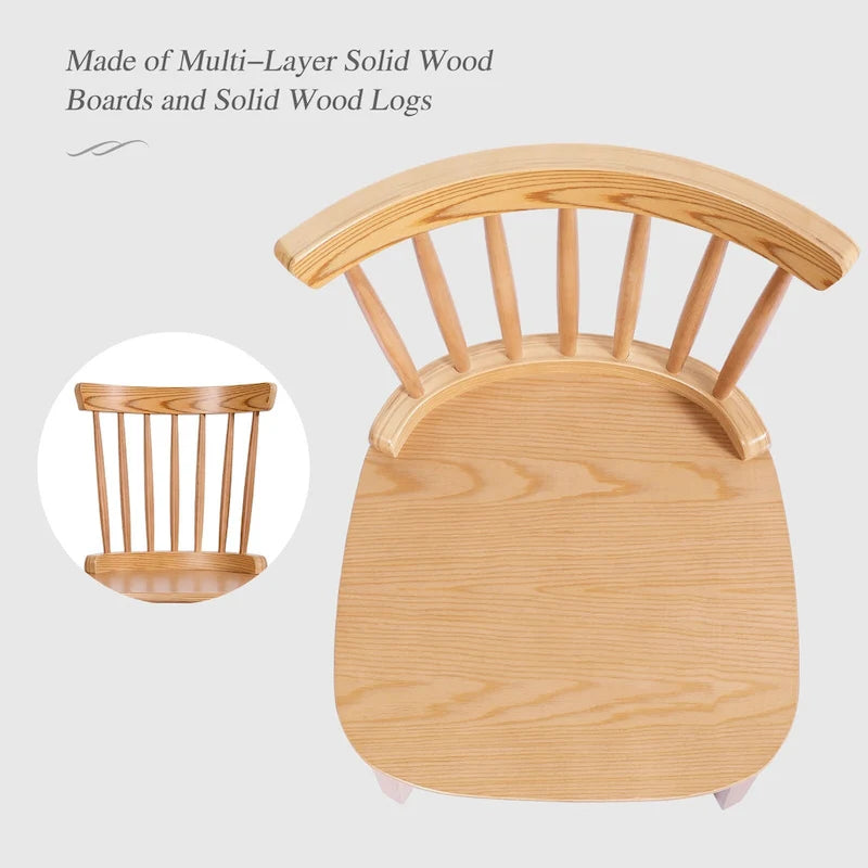 Chaises de salle à manger Windsor à dossier broché en bois massif, lot de 2 - 17,44 (l) x 19,7 (P) x 33,1 (H)