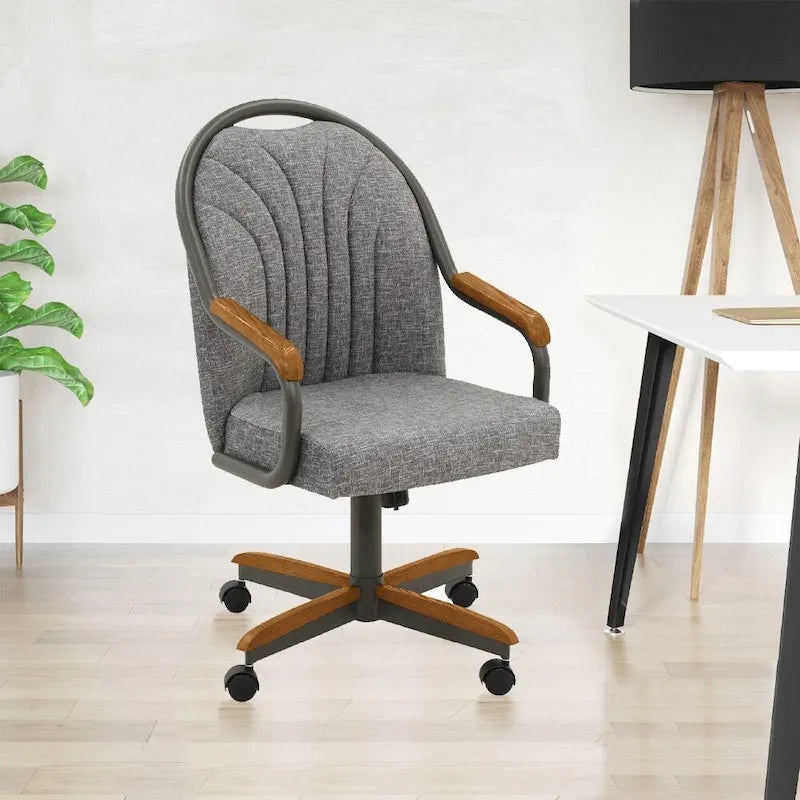 Chaises de salle à manger Caster en châtaignier, finition grise (lot de 2)