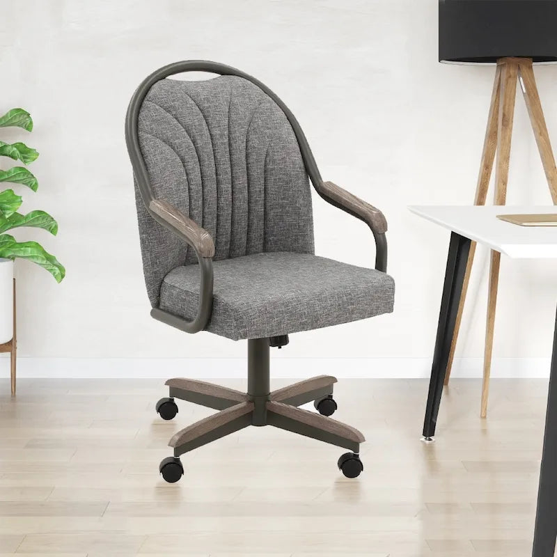 Chaises de salle à manger Caster en châtaignier, finition grise (lot de 2)