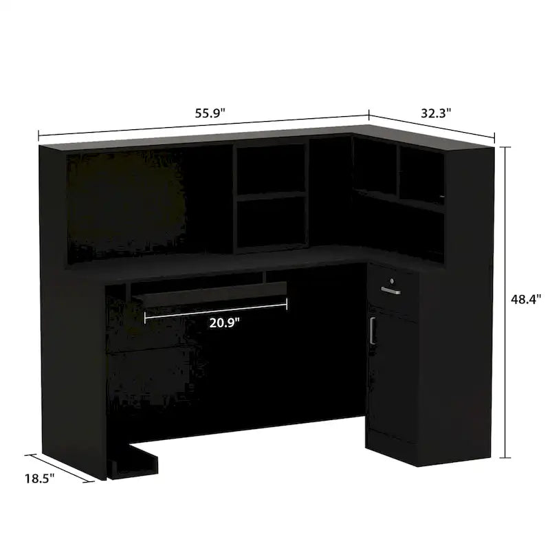 Bureau d'accueil en L en bois pour ordinateur de bureau
