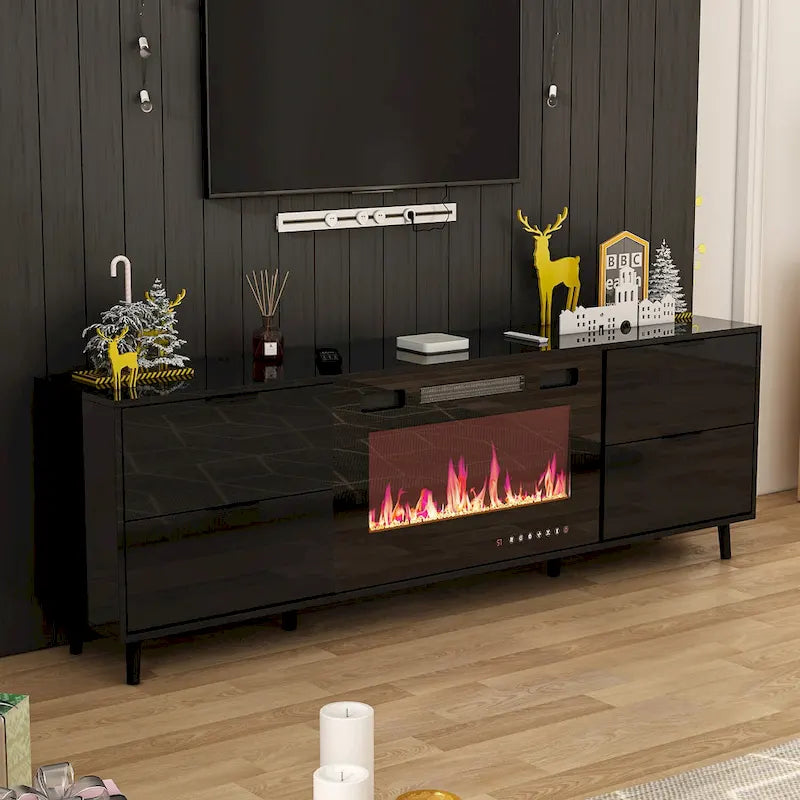 30 Foyer électrique encastré Meuble TV combiné Foyer laqué brillant