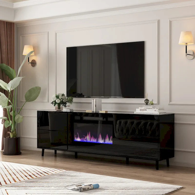 30 Foyer électrique encastré Meuble TV combiné Foyer laqué brillant