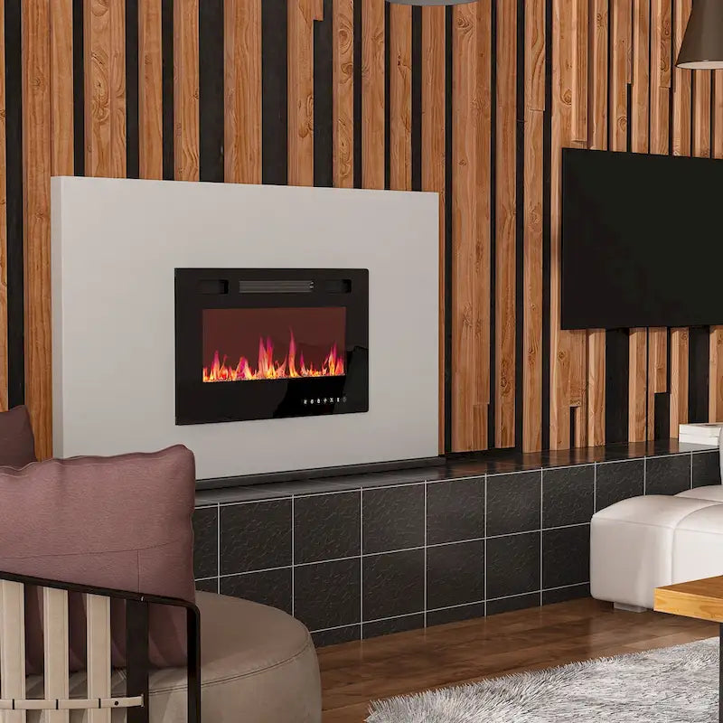 30 Foyer électrique encastré Meuble TV combiné Foyer laqué brillant