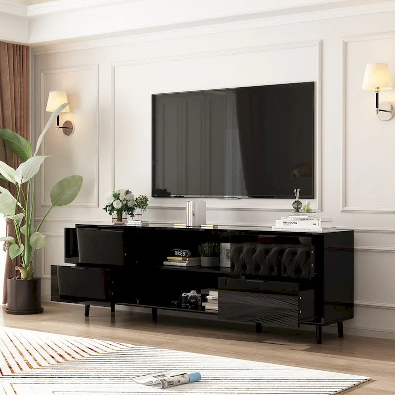 30 Foyer électrique encastré Meuble TV combiné Foyer laqué brillant